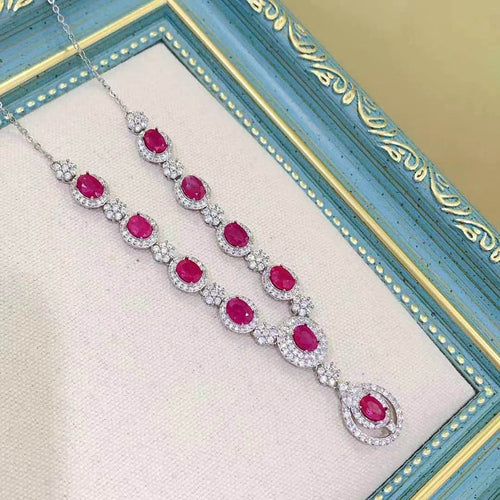 Collar de Plata 925 con Rubí Natural