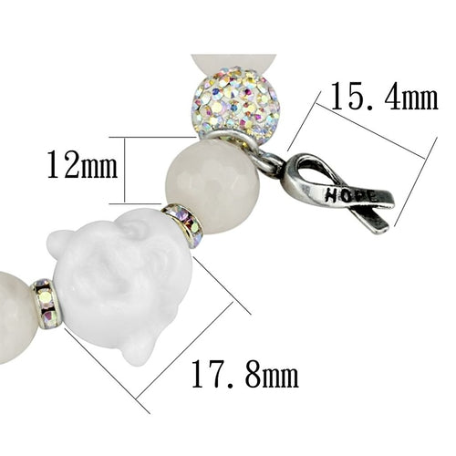 Pulsera de Metal Blanco con Ónix Negro