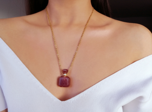 Collar Colgante de Piedras Curativas con Aromaterapia