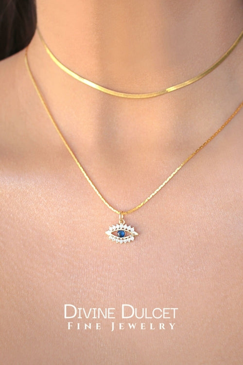 Collar Mini Ojo Turco Bañado en Oro 24K