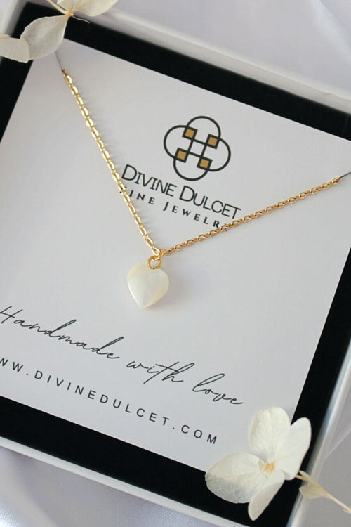 Collar Corazón de Concha Natural Bañado en Oro 24K