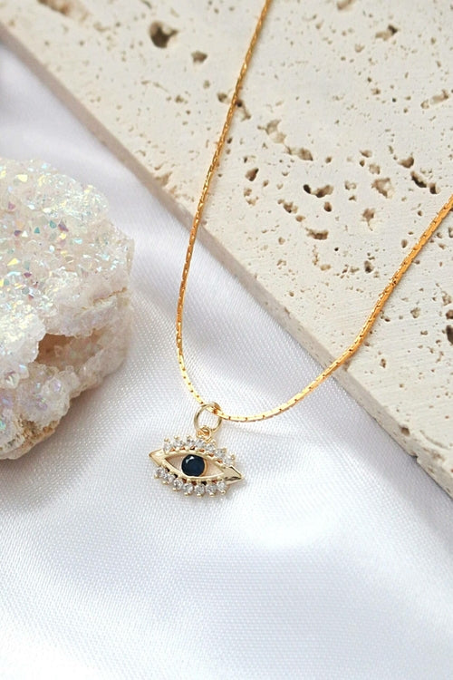 Collar Mini Ojo Turco Bañado en Oro 24K