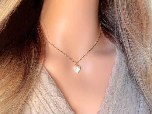 Collar Corazón de Concha Natural Bañado en Oro 24K