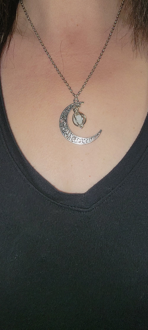 Collar Diosa Piedra Luna Brillante — Con Caja de Regalo