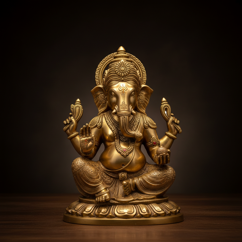 Estatua Ganesha de Latón Artesanal