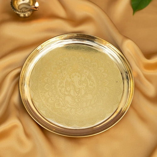 Heavy Brass Ganesha Pooja Thali Plate