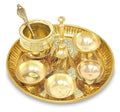 Set de Bandeja Pooja de Latón — 15 cm