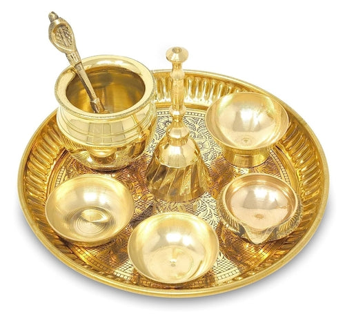 Set de Bandeja Pooja de Latón — 15 cm