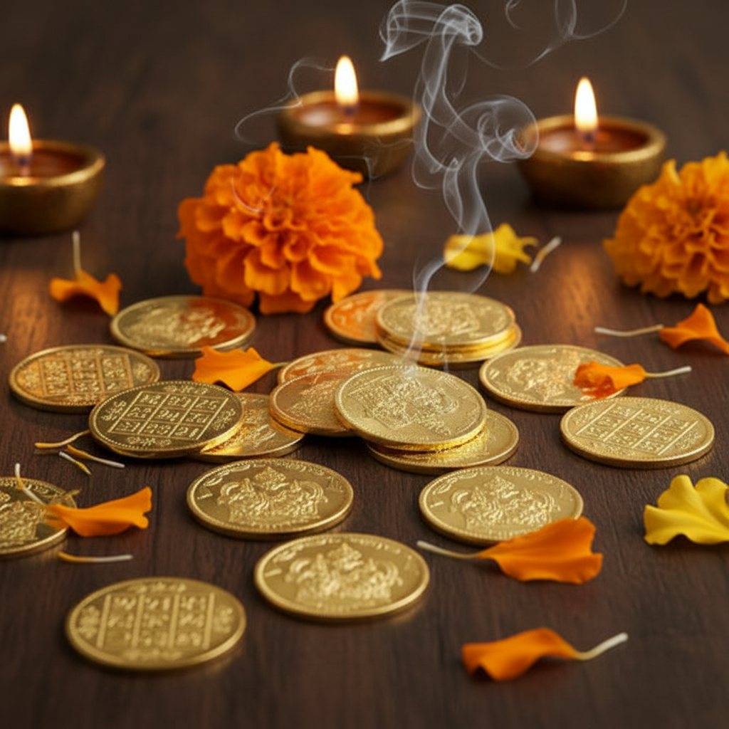 Set de 27 Monedas Sagradas de Lakshmi Kubera — Prosperidad y Abundancia