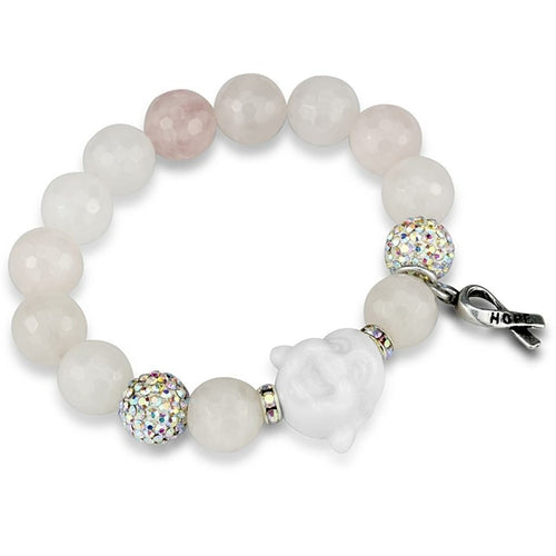 Pulsera de Metal Blanco con Ónix Negro